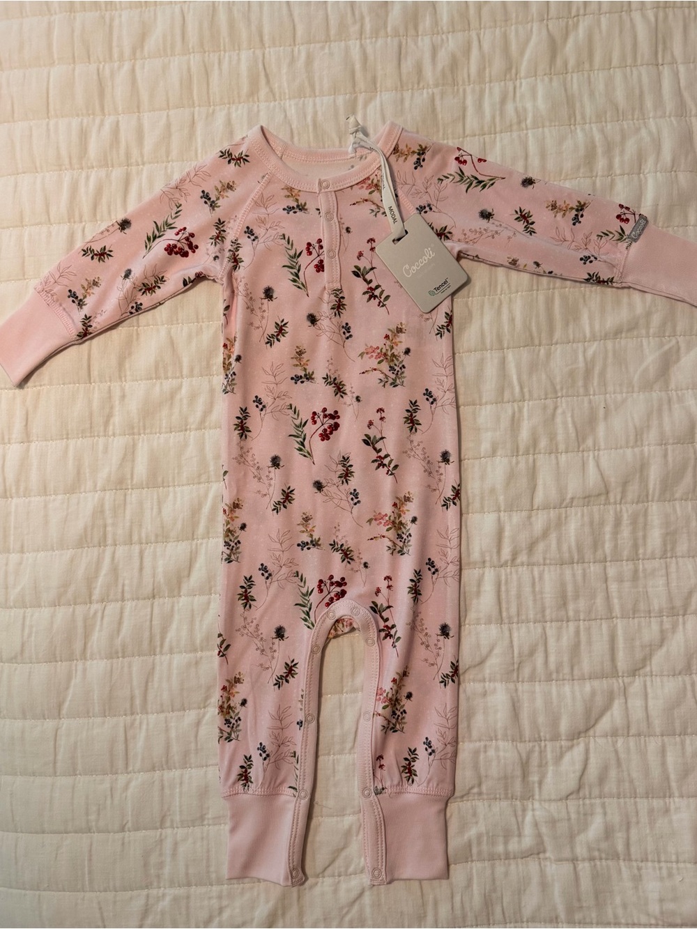 Coccoli Pink Floral Footed Pajama One-Piece